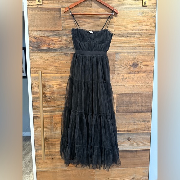 Moon River Black Ruched Bustier Maxi Dress NWT - Picture 6 of 9